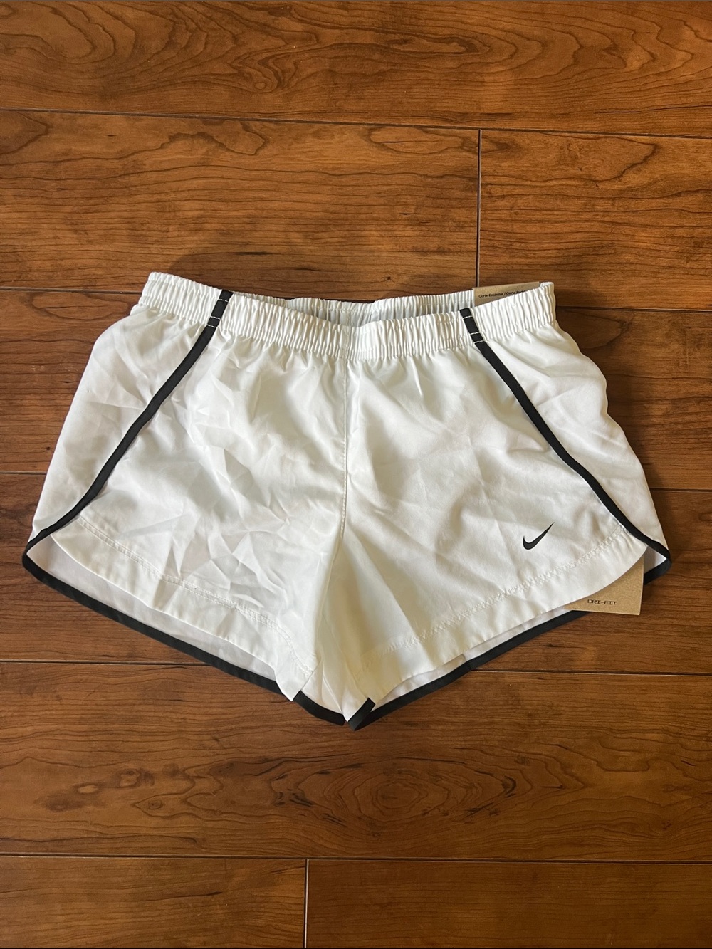 Nike White Girls' Athletic Shorts with Black Trim